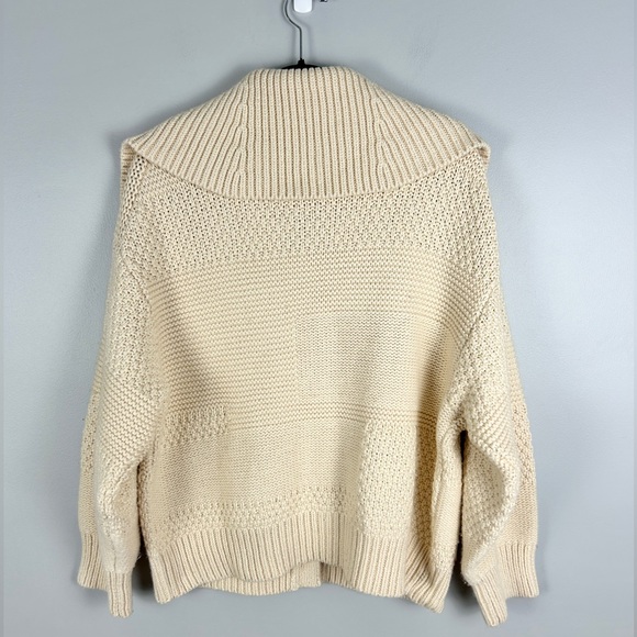 BANANA REPUBIC Cotton-Wool Cardigan Chunky Knit Cream Size XL Like new Fisherman - Picture 3 of 6
